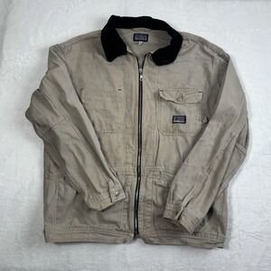 Chevignon Full Zip Military Chore Coat Long‎ Sleeve Jacket Distressed Men's XL